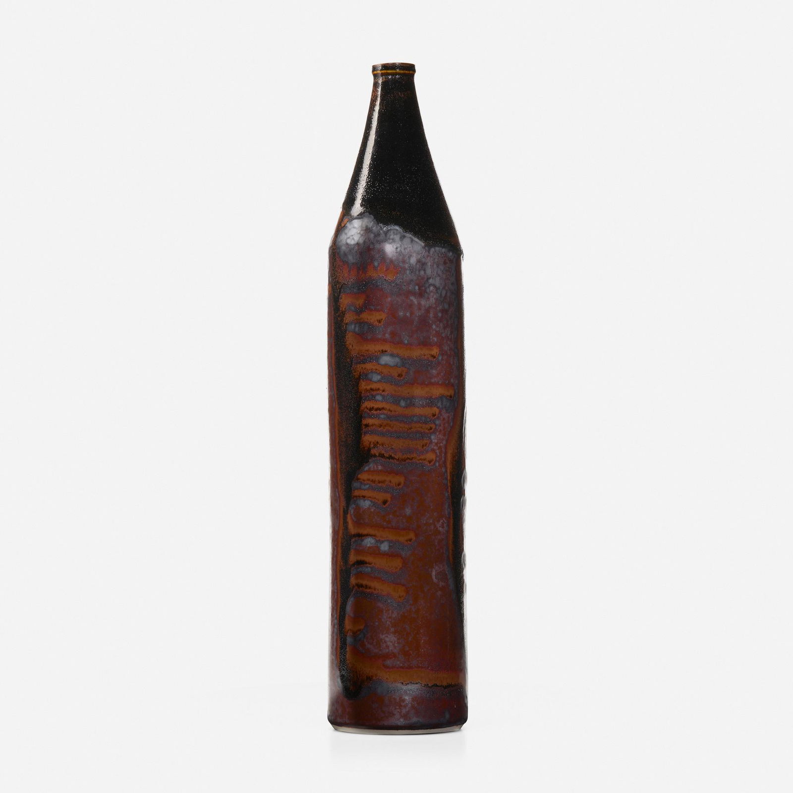 Brother Thomas Bezanson, Tall vase: Brother Thomas Bezanson Tall vase Canada/USA, after 1985tenmoku-glazed porcelain 21.5 h x 4.5 dia in (55 x 11 cm) Incised signature to underside 'Benedictine Monks Weston Vermont' with ichthys