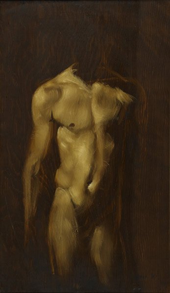 Robert R. Bliss (American, 1925 - 1981): Torso on Wood, #2, 1963; Oil on wood (framed); Signed and dated; 28" x 16 3/8"; Provenance: Private Collection, New York