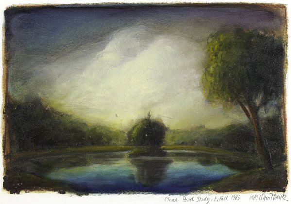 David Bierk (American/Canadian, 1944-2002): Four works of art: Olana Pond Study, 3, fall 1985, 1987; Oil on paper; Signed, dated and titled; 11 1/4" x 15" (sheet); Olana Pond Study, 1, fall 1985, 1987; Oil on paper; Signed, dated and titled; 11