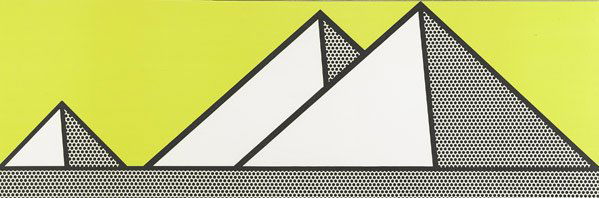 Roy Lichtenstein (American, 1923 - 1997): Pyramids, 1969; Lithograph in colors (framed); Signed, dated, and numbered 96/101; 13 1/8" x 35 1/4" (sight); Printer: Atelier Mourlot; Publisher: The artist for the Print Collectors of the Friends of