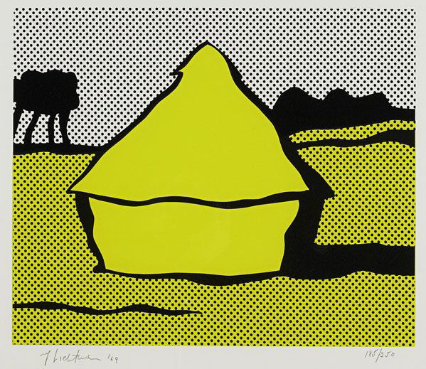 Roy Lichtenstein (American, 1923-1997): Haystack, 1969; Screenprint in colors (framed); Signed, dated and numbered 185/250; 17 7/8" x 24 1/4" (sight); Publisher: Gabriele Mazzotta Editore, Milan; Literature: Corlett 84; Private Collection,