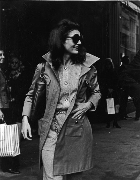 Ron Galella (American, b. 1931): Jackie Onassis leaving Bonwit Teller, 1970; Gelatin silver print; Signed and numbered 1/15; 14" x 11" (image/sheet); Provenance: Private Collection, New York