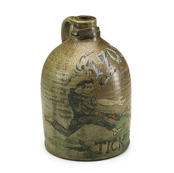 David Smith (American, 1906-1965): 1708/Tick Ridge, 1946; Painted ceramic jug; Bronze plate with signature and date; 11 1/2" high; Provenance: The artist; Dominic Galea, Bolton Landing, NY; Private Collection, New York