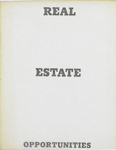 Ed Ruscha (American, b. 1937): Real Estate Opportunities, 1964; Book; 7" x 5 1/2"; Printer: G. R. Huttner Lithography, Burbank, CA; Publisher: The artist; Literature: Engberg B12; Provenance: Private Collection, Connecticut