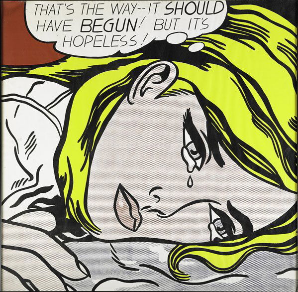 Roy Lichtenstein (American, 1923 - 1997): Hopeless, 1969; Screenprint in colors (framed); 35" x 35" (sight); Provenance: Private Collection, Connecticut