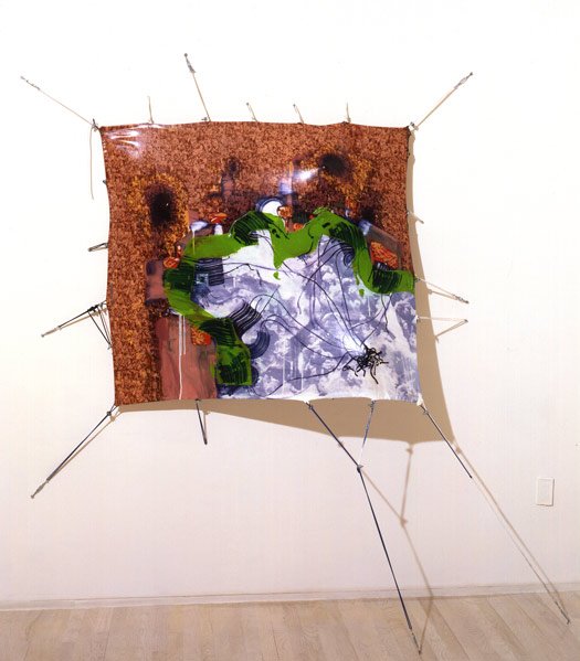 Fabian Marcaccio (Argentine, b. 1963): Paintant #4, 1996-97; Water and oil base paint on paper and nylon with copper tubing; 85" x 76" x 24 1/2"; Provenance: Private Collection, Washington D.C.