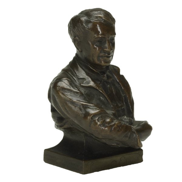 Edwin E. Codman (American, 19-20th C.): Thomas A. Edison, 1910; Bronze; Signed "EE Codman Sc", stamped "Copyright 1910 by the Association of Edison Illuminating Companies"; 4" high; Provenance: The Eileen and Marvin Reingold Collection