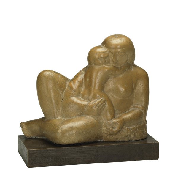Oronzio Maldarelli (Italian/American, 1892-1963): Untitled (Mother with Child); Terra cotta; Signed "O. Maldarelli"; 10 1/2" high, 12 1/2" high (with base); Provenance: The Eileen and Marvin Reingold Collection