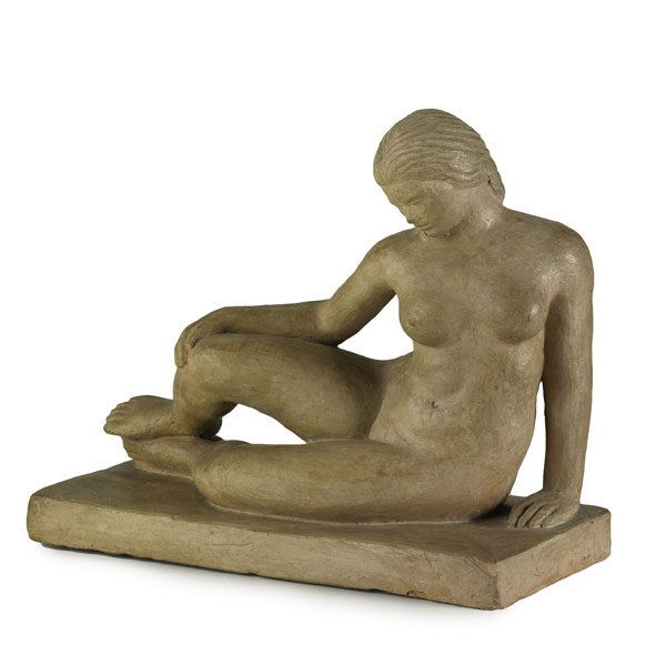 Edward Fenno Hoffman III (American, 1916-1991): Reclining nude, 1956; Ceramic; Signed and dated "Edward Fenno Hoffman 1956"; 9 1/2" high; Provenance: The Eileen and Marvin Reingold Collection