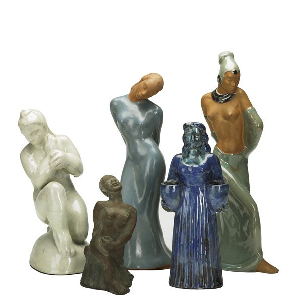 Female Figural Group: Five works of art: Muriel Francis (American, b. 1893); The Awakening, c. 1930, terra cotta; Signed and titled "Francis/The Awakening"; 7 14" high; Irma Rothstein (American, 1896-1971) Untitled (Nude),