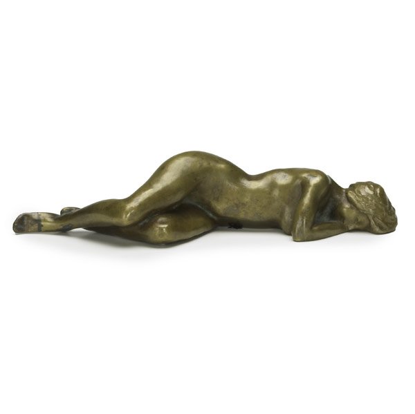 Lucy Currier Richards (American, early 20th c.): Untitled (Reclining nude); Bronze; Signed "L. Richards"; 7" long; Provenance: The Eileen and Marvin Reingold Collection