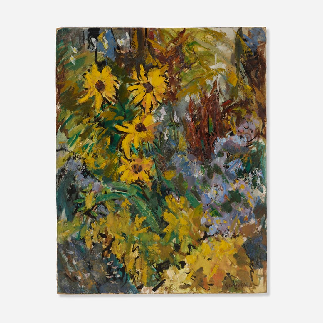 Gerald Vivian Davis, Flowers: Gerald Vivian Davis Flowers oil on board 24 h x 19 w in (61 x 48 cm) Signed to lower right 'Gerald Davis'. This work will ship from Lambertville, New Jersey.