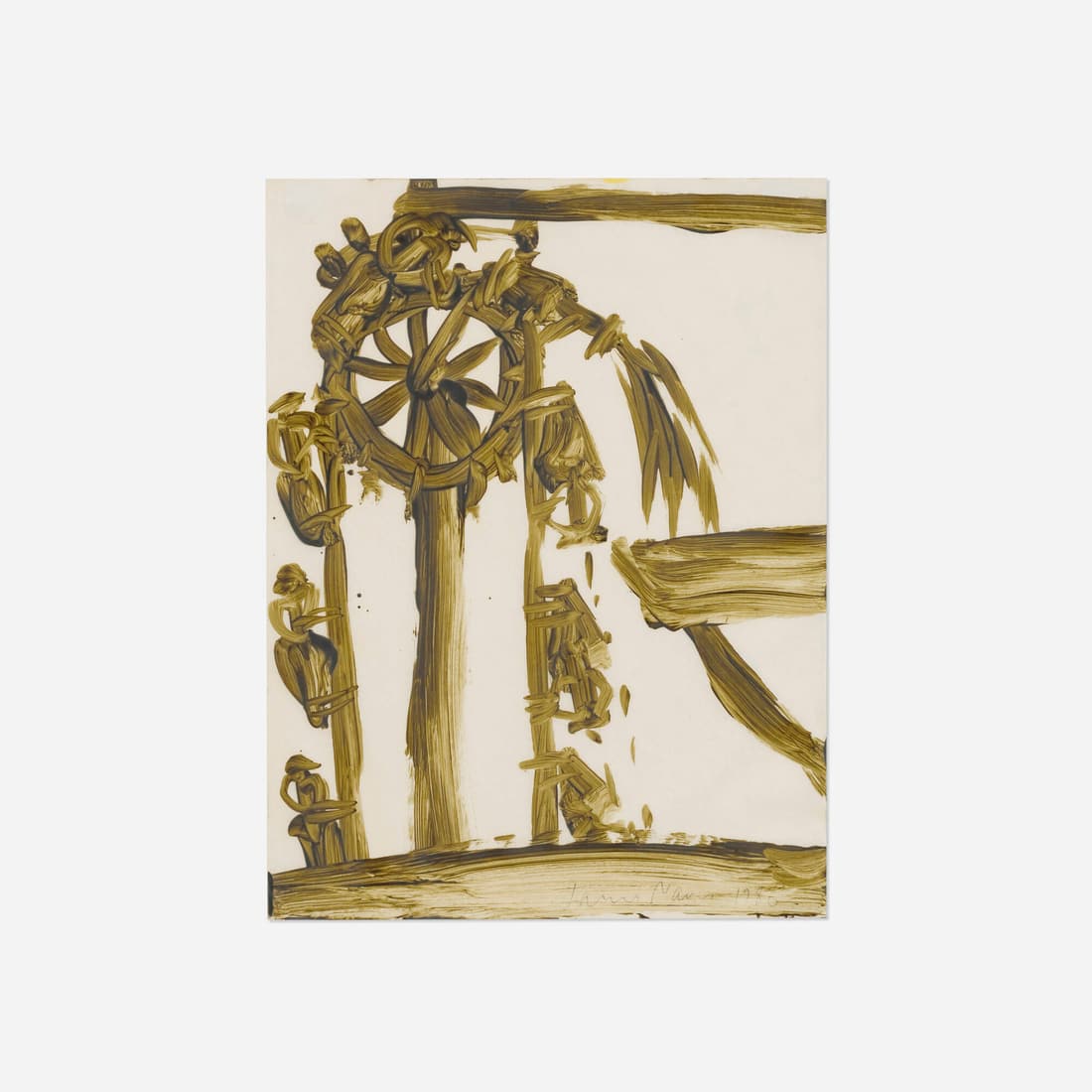 James Nares, Untitled: James Nares Untitled 1986tempera on paper 15.875 h x 11.875 w in (40 x 30 cm) Signed and dated to lower right 'James Nares 1986'. This work will ship from Lambertville, New