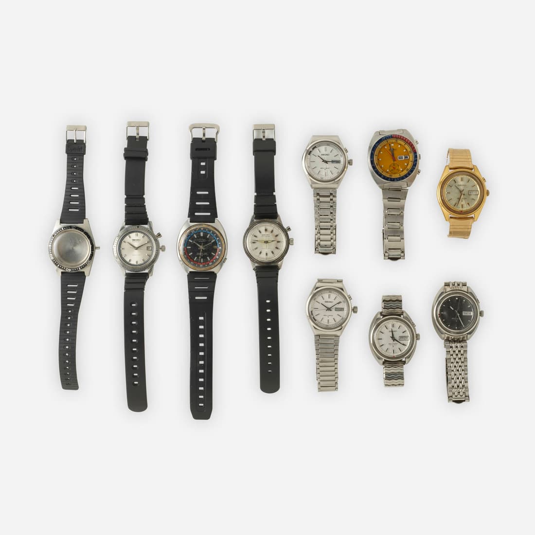 Seiko, Nine wristwatches and one watch case (1 of 1)