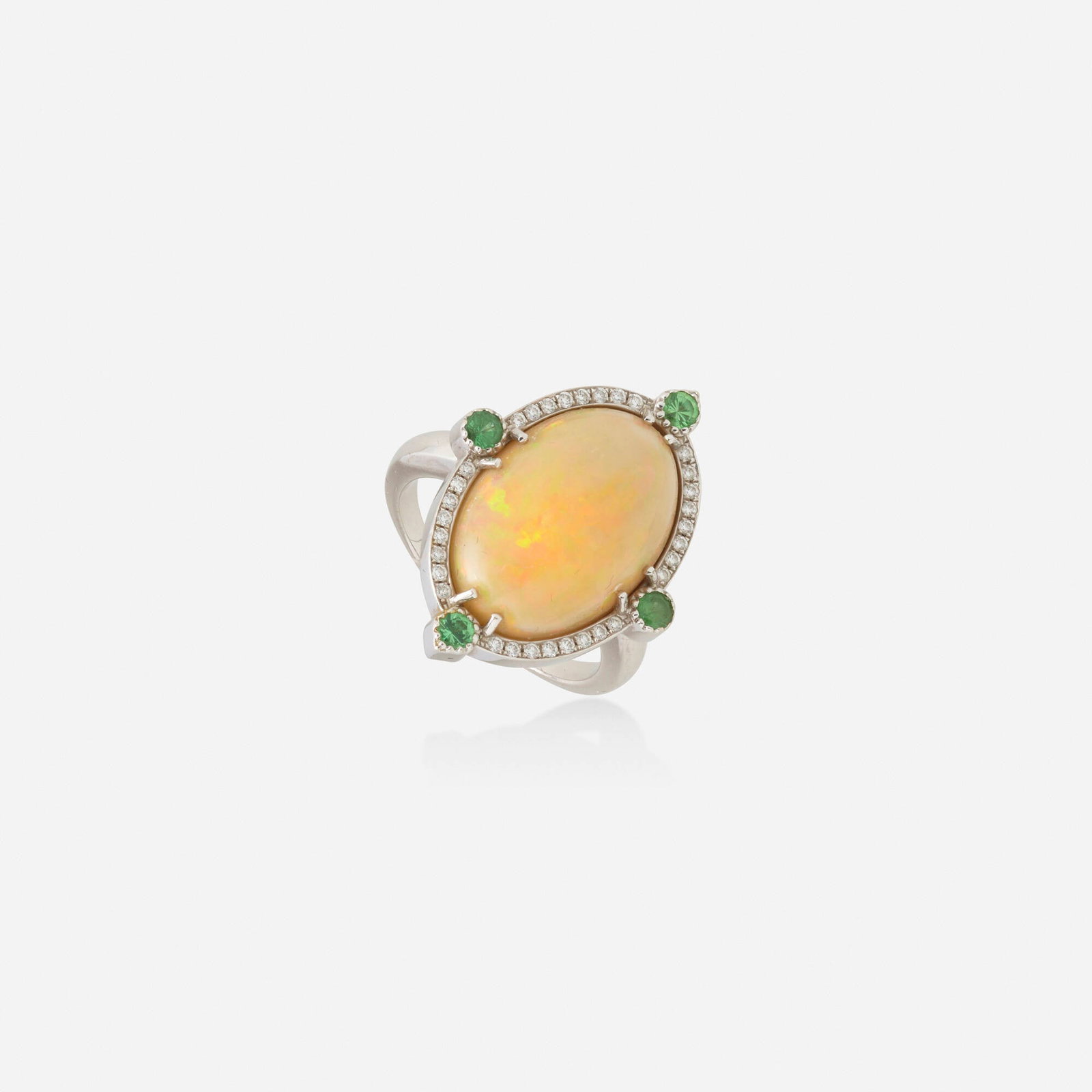 Opal, diamond, and green gem ring (1 of 2)