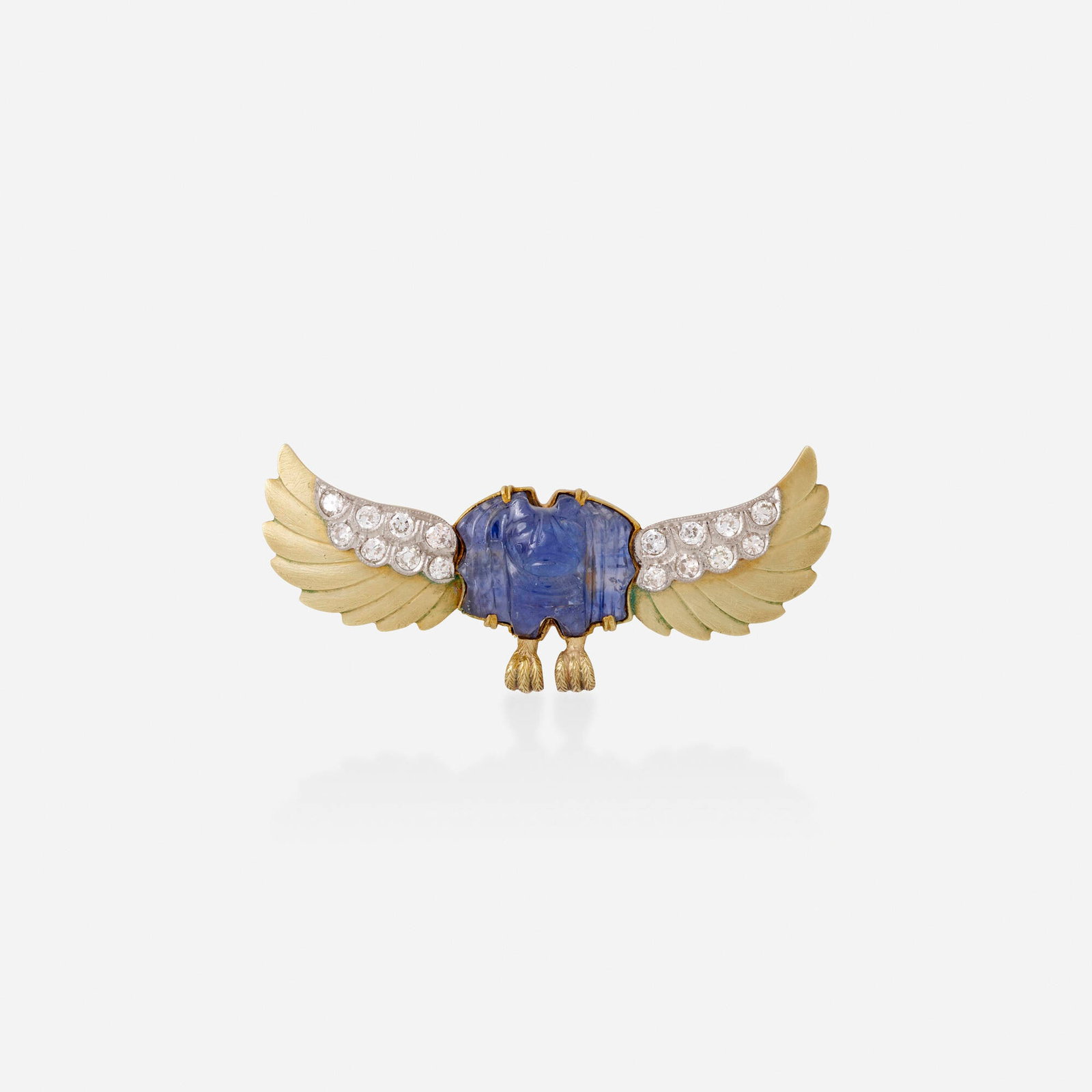 Sapphire, diamond, and gold winged brooch (1 of 2)