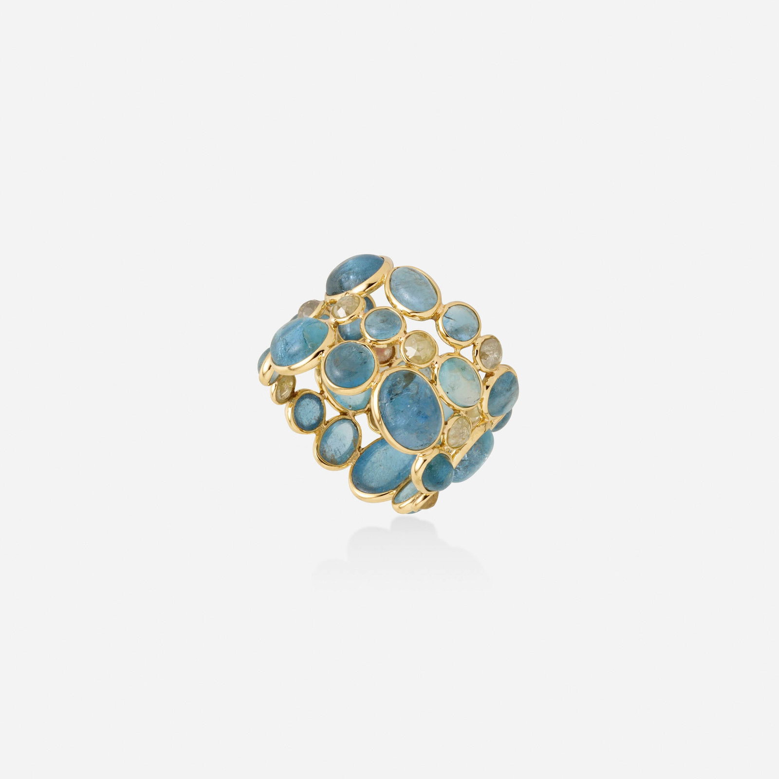 Aquamarine, diamond, and gold ring (1 of 2)