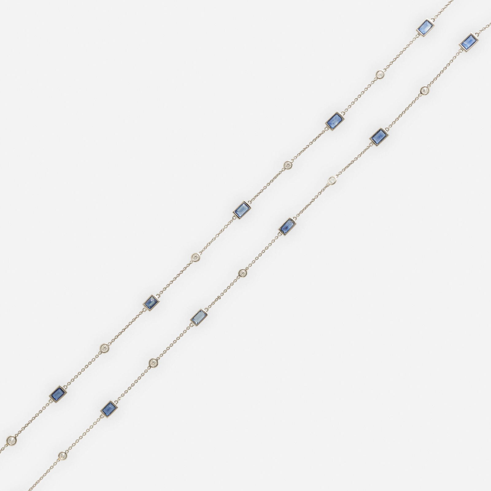Sapphire, diamond, and platinum necklace (1 of 2)