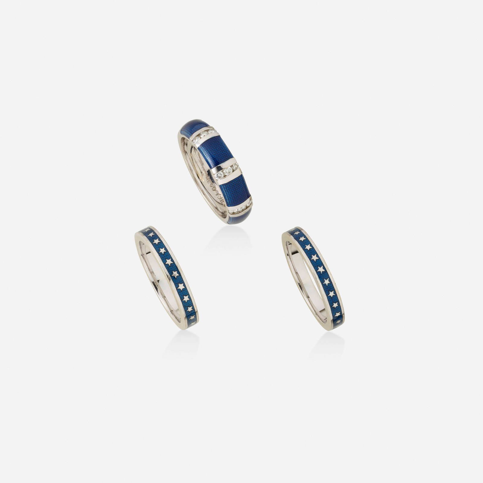 Hidalgo, Three Enamel And White Gold Rings Auction