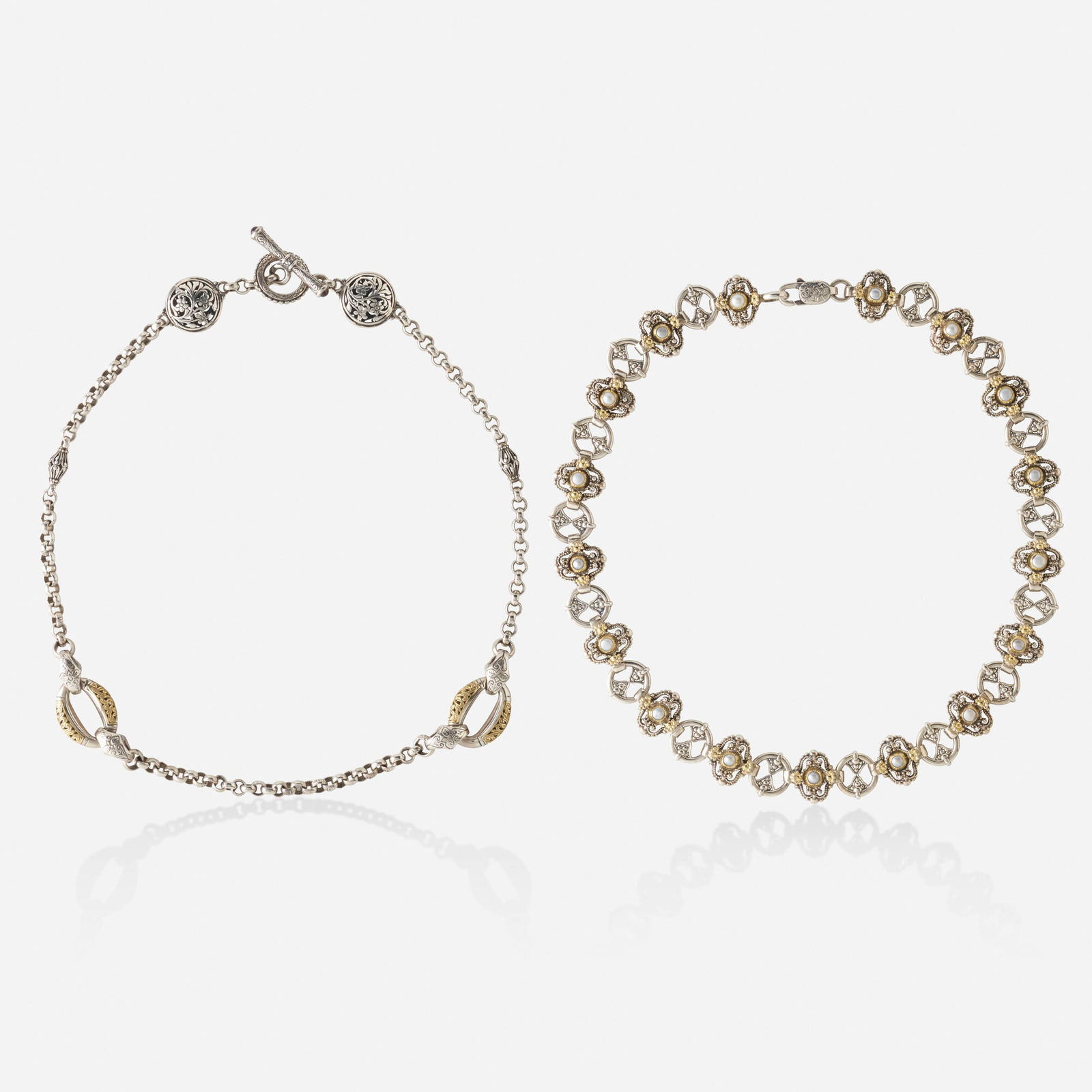 Konstantino, Two silver and gold necklaces (1 of 4)