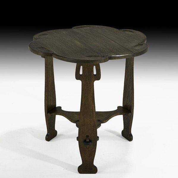 CHARLES ROHLFS Cut-out occasional table: CHARLES ROHLFS Cut-out occasional table, Buffalo, NY, ca. 1910; Unmarked; 26" x 26"