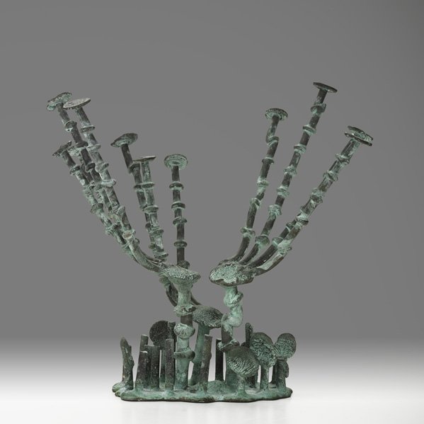 KLAUS IHLENFELD Sculpture: KLAUS IHLENFELD Oxidized bronze sculpture, "Trumpet Vines," Berks County, PA, ca. 2011; Stamped KI; 9" x 10" x 6" Provenance: The artist