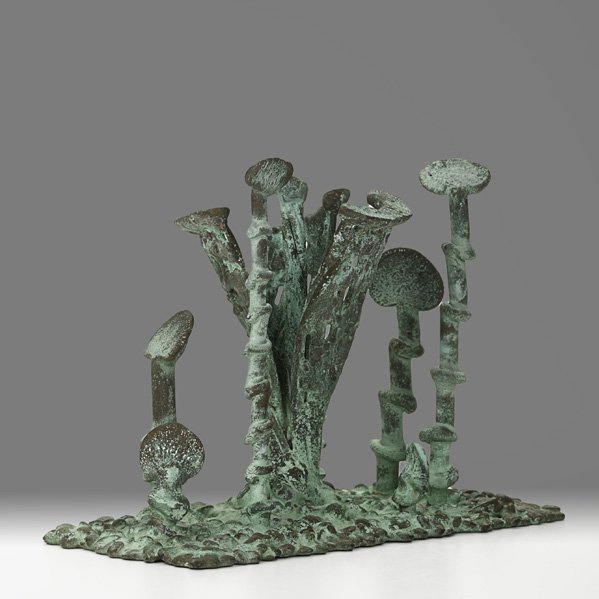 KLAUS IHLENFELD Sculpture: KLAUS IHLENFELD Oxidized bronze sculpture, "Pre-Historic Landscape," Berks County, PA, ca. 2011; Stamped KI; 6" x 8 1/2" x 4" Provenance: The artist
