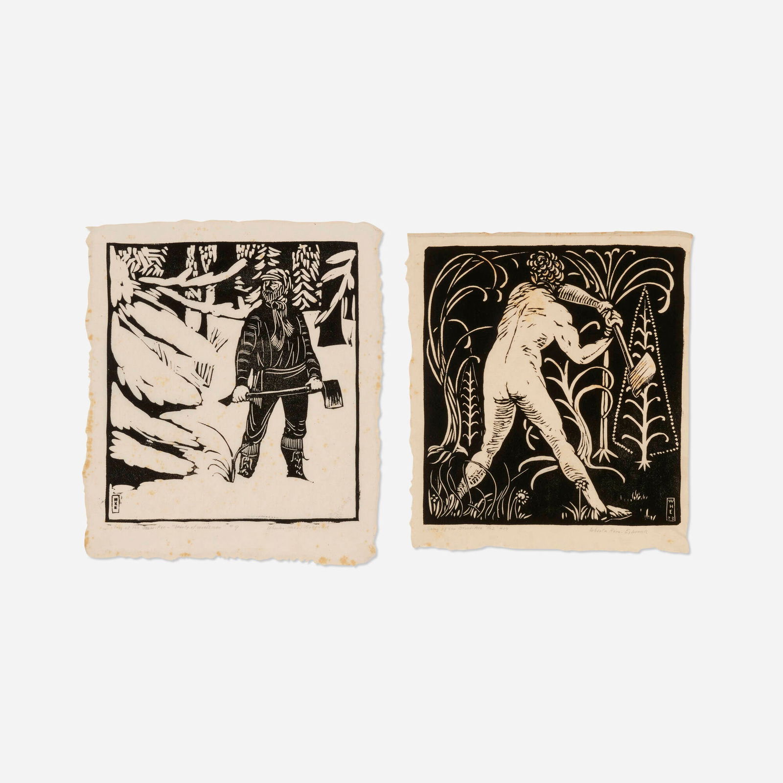 Wharton Esherick, Beauty of Woodsmen; No. 1 (two works from Song of the Broad-Axe) (1 of 3)