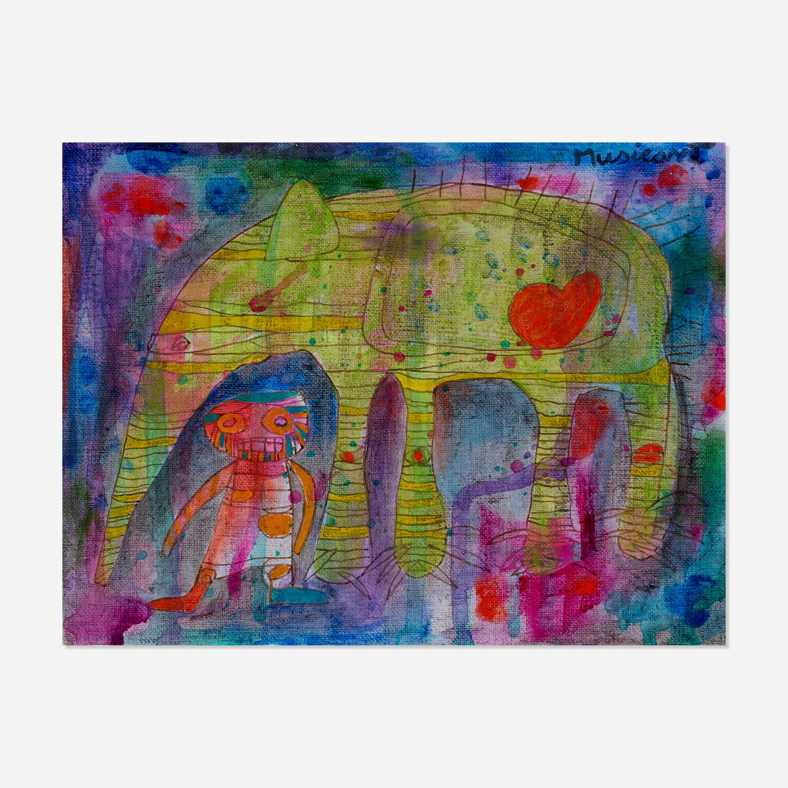 Tobias Musicant, Abstract Composition: Tobias Musicant Abstract Composition acrylic and ink on canvas sight: 8.25 h x 10.75 w in (21 x 27 cm) Signed to upper right 'Musicant'. This work will ship from Lambertville, Ne