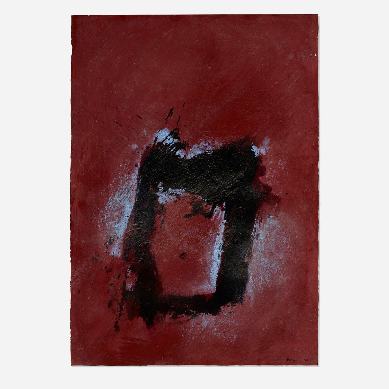 Cleve Gray, Roman Walls #20: Cleve Gray Roman Walls #20 1980acrylic and marble dust on paper laid to canvas 39.5 h x 27.5 w in (100 x 70 cm) Signed and dated to lower right 'Gray '80'. Signed, titled and dated to verso 'G