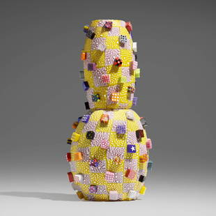 Richard Marquis, Lumpyware Murrine Pot: Richard Marquis Lumpyware Murrine Pot USA, c. 1998hand-blown glass, murrine, granulare technique 13.75 h x 6.25 dia in (35 x 16 cm) Signed in murrina near base 'Marquis'. Proven