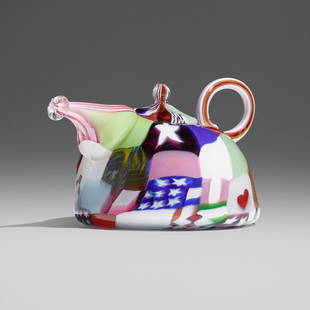 Richard Marquis, Crazy Quilt Teapot: Richard Marquis Crazy Quilt Teapot USA, 1978hand-blown glass, murrine 3 h x 5.5 w x 4 d in (8 x 14 x 10 cm) A miniature example of this form. Etched signature, date and number to underside '©