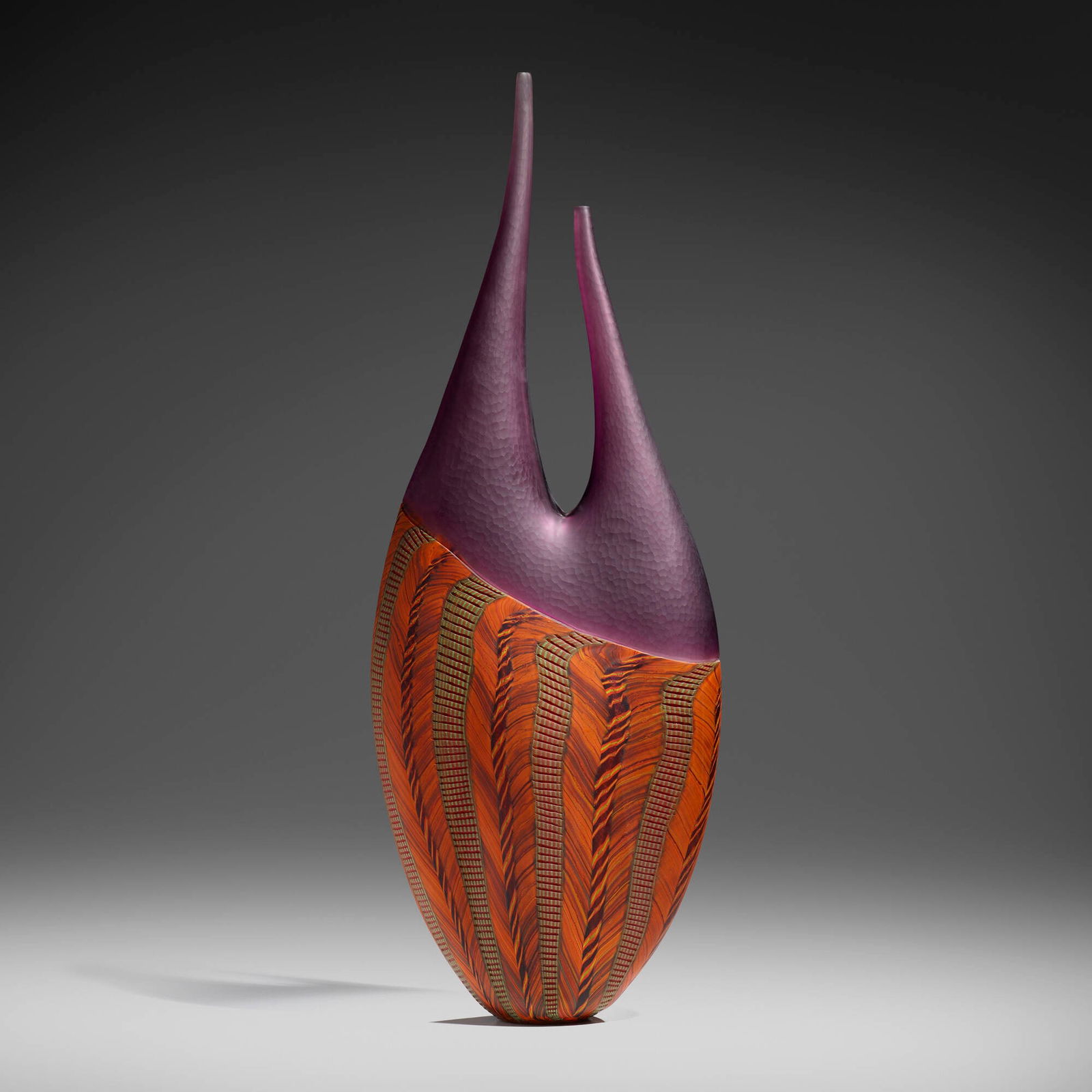 Davide Salvadore, Large vessel (from the Ancella series): Davide Salvadore Large vessel (from the Ancella series) Italy, 2006hand-blown glass, partial battuto surface 35 h x 13 w x 6 d in (89 x 33 x 15 cm) Etched signature and date to underside 'Davi