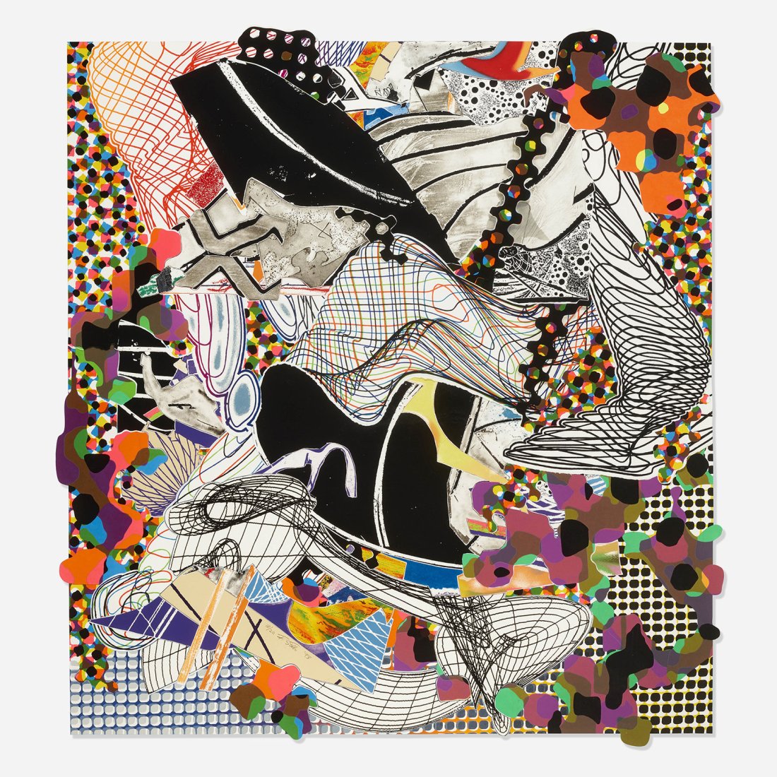 Frank Stella, The Pequod Meets the Jeroboam: Frank Stella The Pequod Meets the Jeroboam: Her Story (from the Moby Dick Deckle Edges series) 1993lithograph, etching, aquatint, relief and mezzotint in colors on white TGL handmade 70.5 h x 65.875