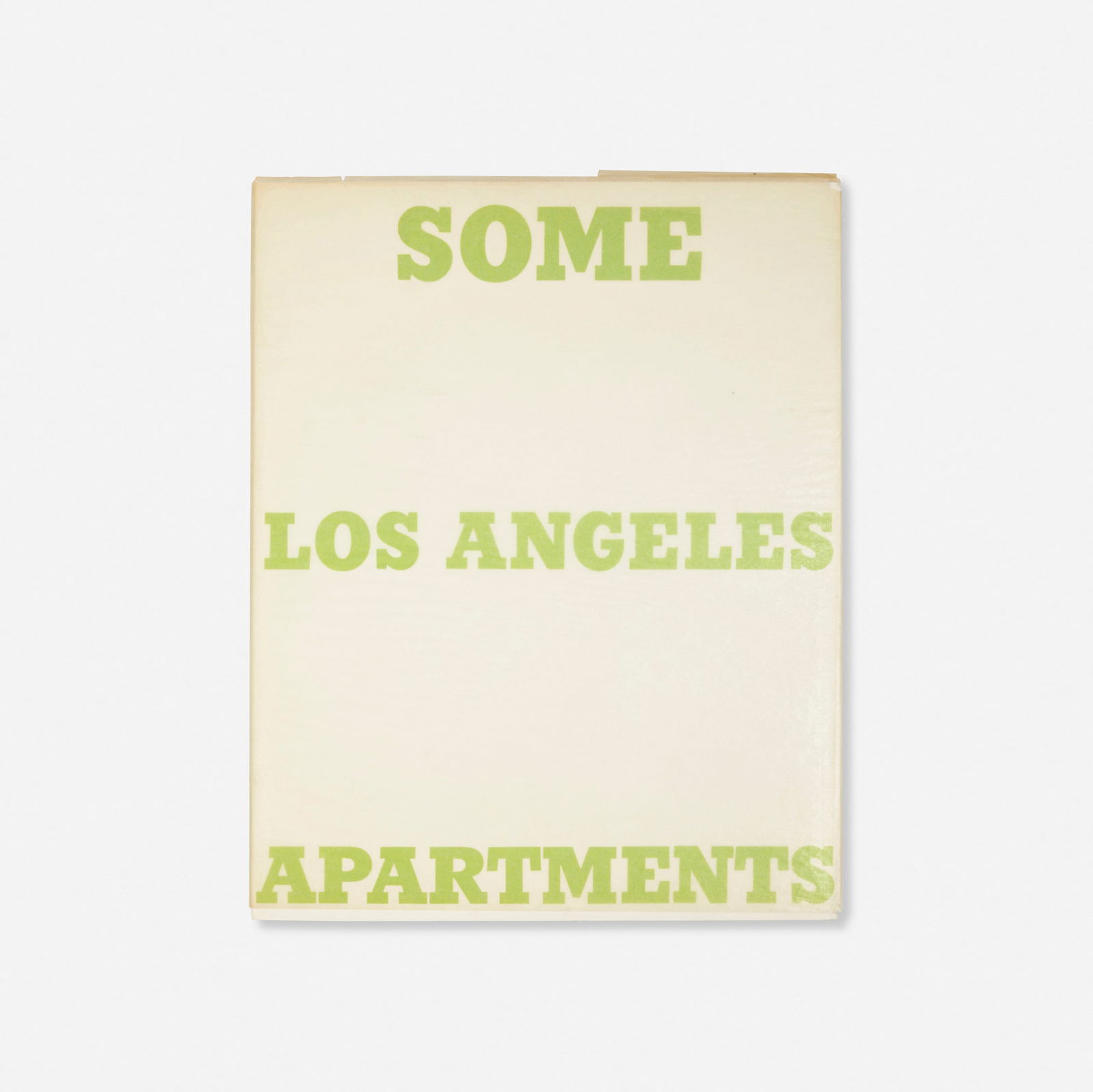 Ed Ruscha, Some Los Angeles Apartments: Ed Ruscha Some Los Angeles Apartments 1965 / 1970black offset printing on 100 lb. white Vicksburg Vellum text paper 7 h x 5.625 w in (18 x 14 cm) This work is from the second edition of 3000 p