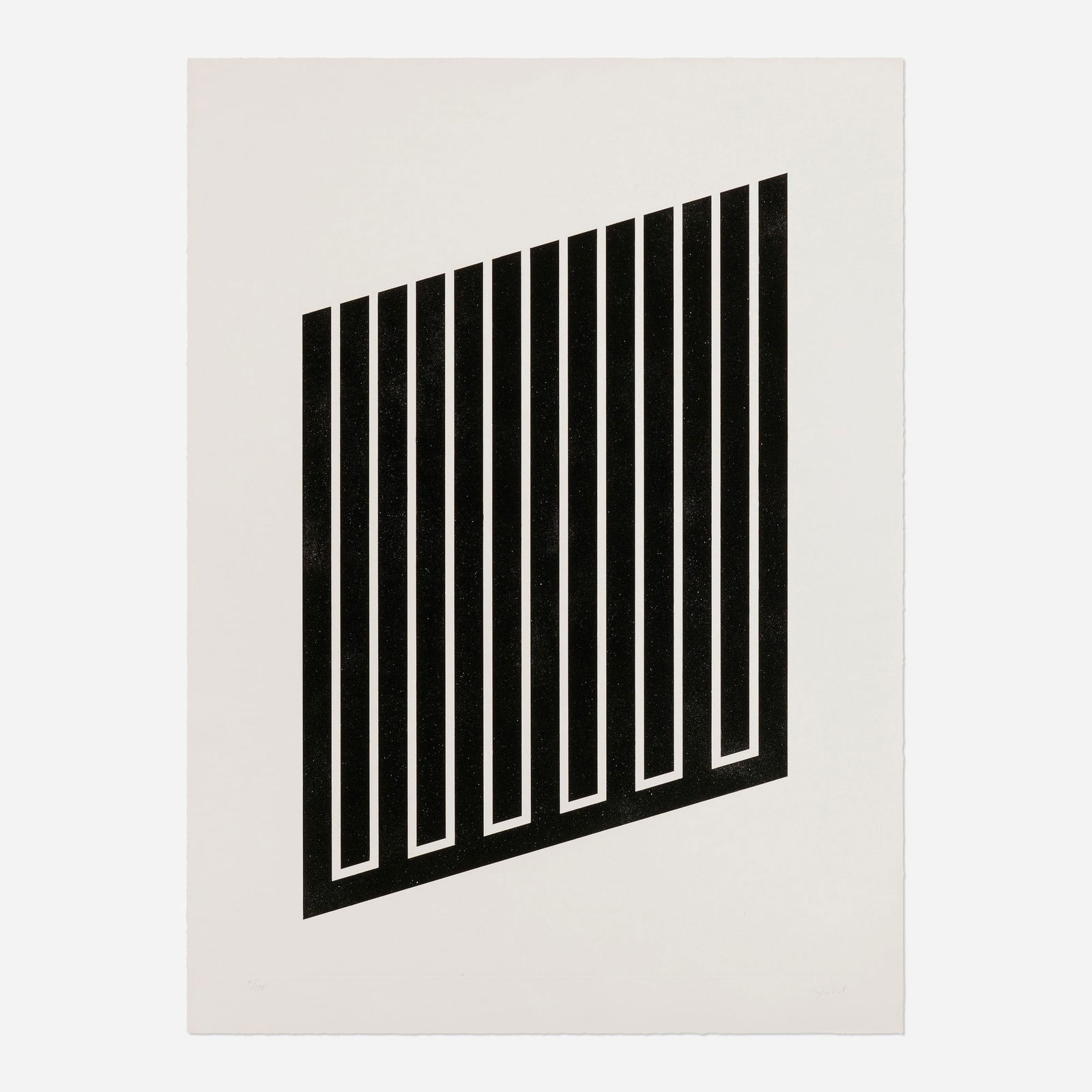 Donald Judd, Untitled: Donald Judd Untitled 1978-79aquatint on etching paper image: 35.125 h x 24.5 w in (89 x 62 cm) sheet: 40 h x 29.375 w in (102 x 75 cm) Signed and numbered to lower edge '21/175 Judd'. This