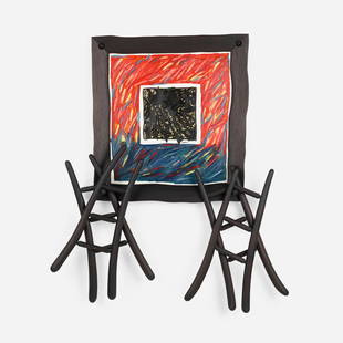 Wendell Castle, Paradise: Wendell Castle Paradise 1991ebonized mahogany, Baltic birch, curly maple veneer, curly maple, oil stick wallmount: 48.5 h x 60 w x 6 d in (123 x 152 x 15 cm) table: 31 h x 36 w x 34 d in (79 x 91