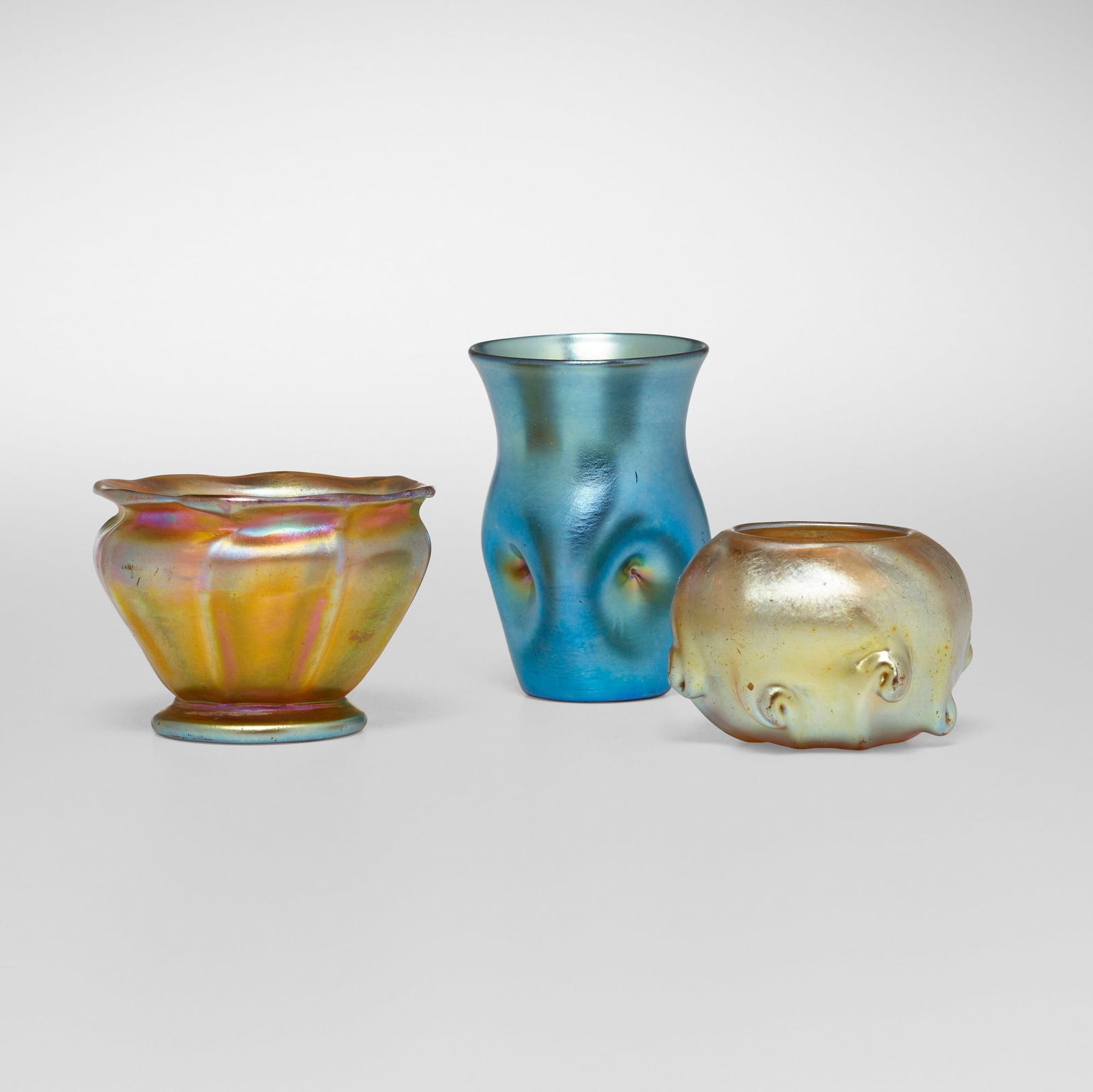 Tiffany Studios and Steuben, Collection of three cabinet vases (1 of 3)