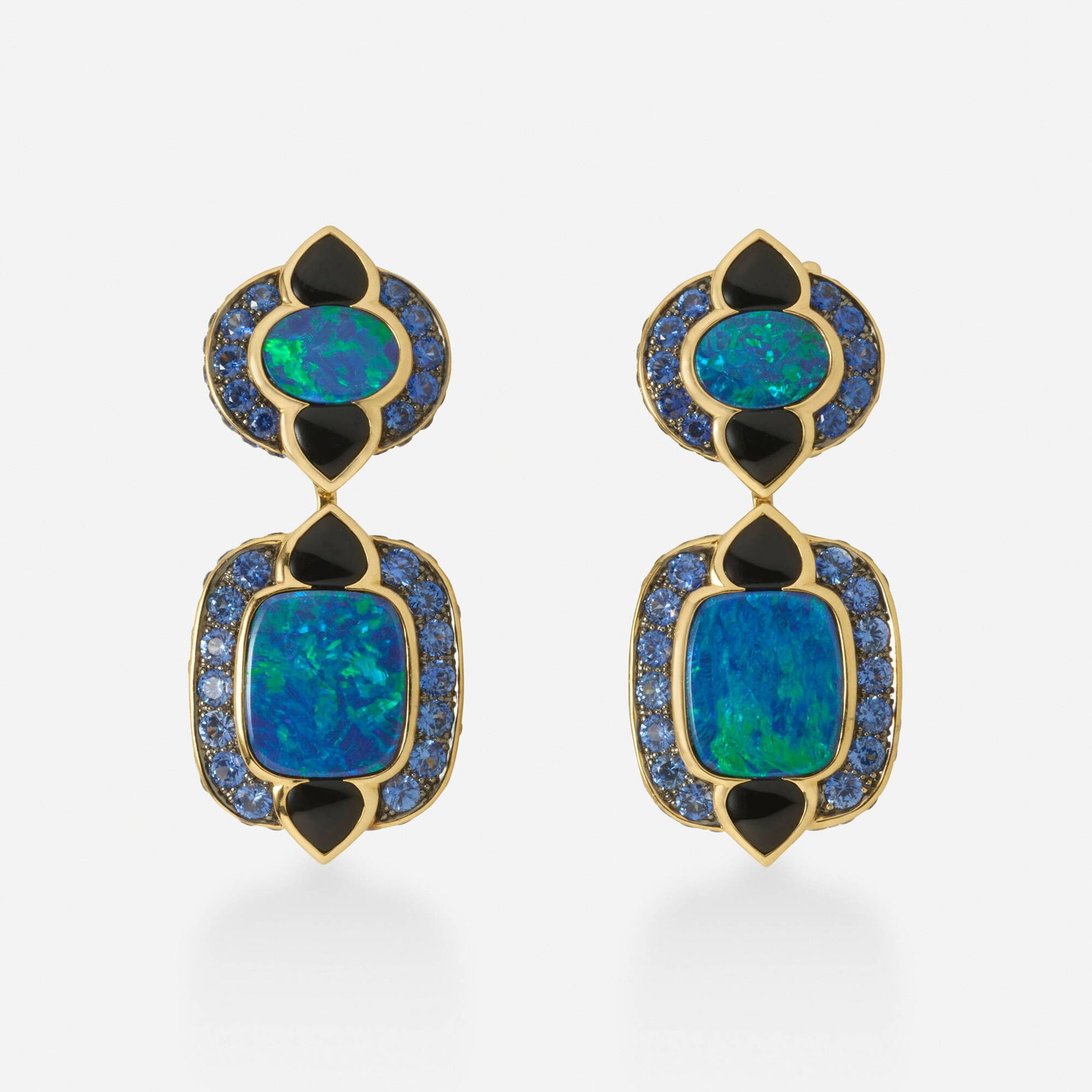 Marina B, 'Novia' opal, sapphire, onyx earrings (1 of 4)