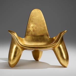 Wendell Castle, Triad Chair: Wendell Castle Triad Chair USA, 2007gel-coated fiberglass, gold leaf 34 h x 35.5 w x 28 d in (86 x 90 x 71 cm) Carved signature, date and number to underside 'Castle 07 7/8'. This work is numb