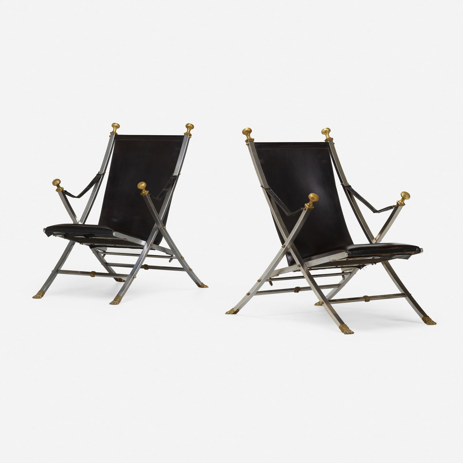 In the manner of Maison Jansen, Campaign chairs, pair (1 of 3)
