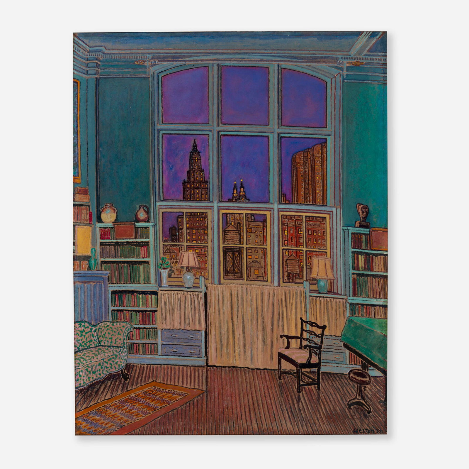 Harold Weston, Ann's Studio: Harold Weston Ann's Studio 1952oil on board sight: 25.75 h x 20.25 w in (65 x 51 cm) Signed and dated to lower right 'Weston '52'. Provenance: Babcock Galleries, New Yo