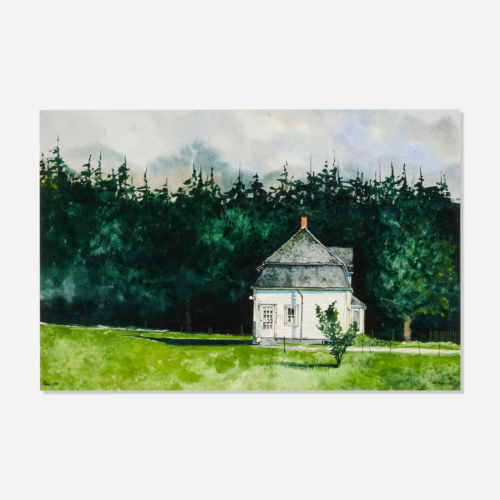 Peter Sculthorpe, White House, Maine: Peter Sculthorpe White House, Maine 1918watercolor on paper sight: 9.875 h x 14.875 w in (25 x 38 cm) Signed, dated and inscribed to lower edge 'Maine 1918 Sculthrope'. Thi