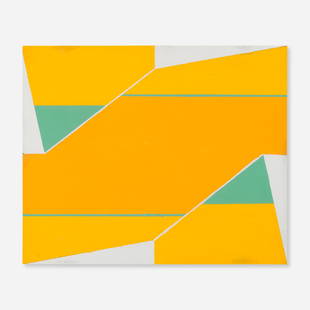 Larry Zox, Yellow Abstract: Larry Zox Yellow Abstract oil on canvas board 9.125 h x 11 w in (23 x 28 cm) Signed and dated to verso 'Larry Zox February 20- March 11, 1965'. Provenance: Kornblee Gallery,