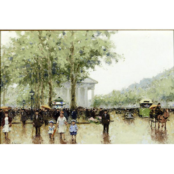 ANDRE GISSON (French, 1928-2003);: Oil on canvas of a Parisian scene (framed); Signed; 24" x 36" Artist: Gisson, Andre