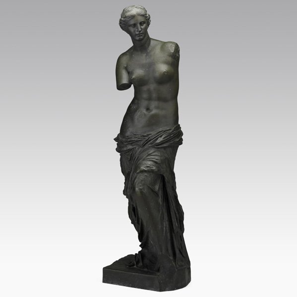 BRONZE SCULPTURE: Venus De Milo, 19th c.; Marked F. Barbedienne Foundeur; 38 1/2" x 11" x 9 1/2"