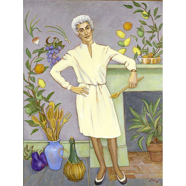 EMLEN ETTING (American, 1905-1992);: Oil on canvas portrait of Julie Dannenbaum, 1974 (framed); Signed; 40" x 40"; Provenance: from the artist to the family Artist: Etting, Emlen