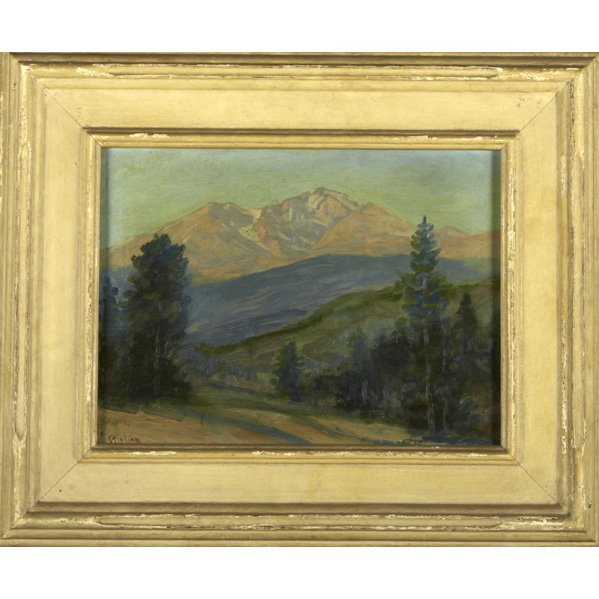 DAVID STIRLING (American, 1887 - 1971): Oil on board of National Park, Colorado (framed); Signed; 12" x 16"
