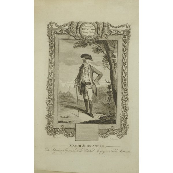 18TH CENTURY ENGRAVINGS: Four framed: "Indians of North America with their Weapons of War," "Major John Andre," "Représensation du Feu Terrible A Nouvelle Yorck," "The South View of Oswego on Lake Ontario," ten unframed: inc