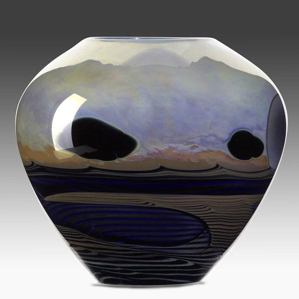 JOHN LEWIS: Glass Moon vase, USA, 1979; Signed, dated, numbered; 6 1/2" x 6 1/2"